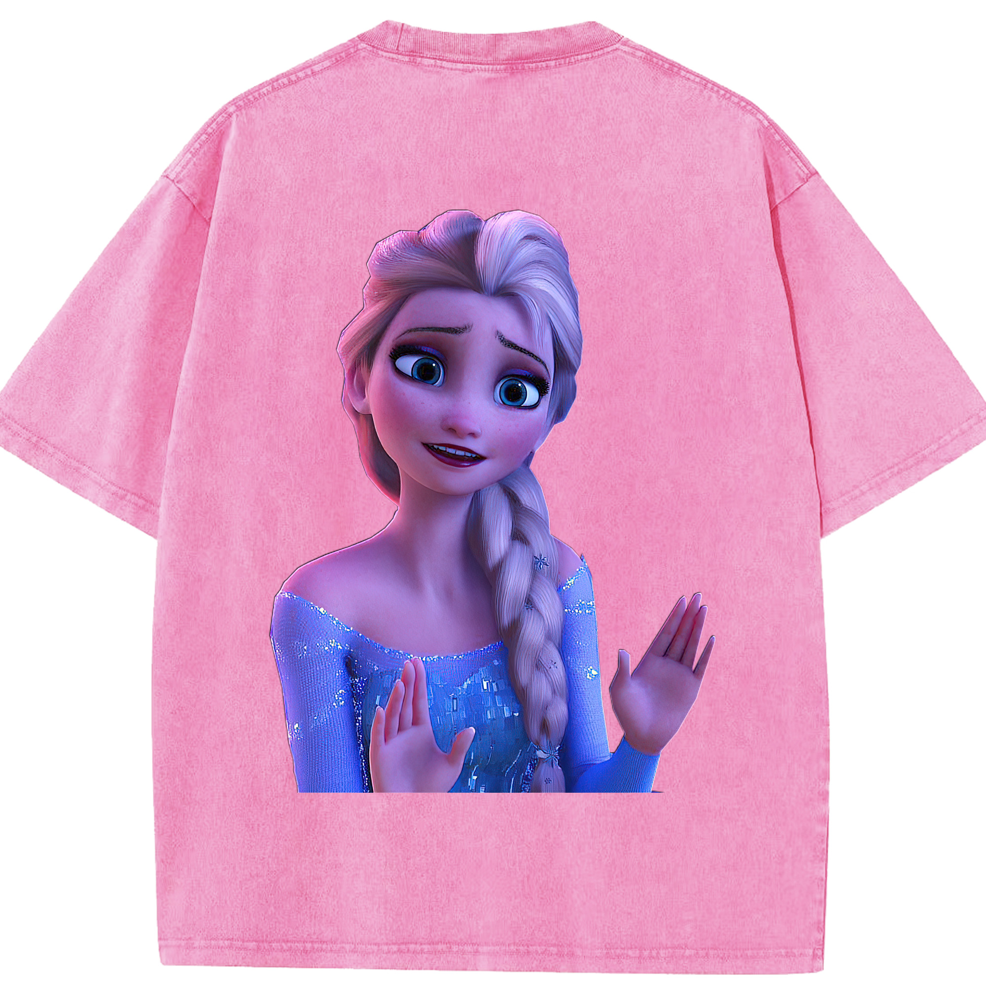 （画像用） アナと雪の女王 アンナ エルサ Frozen Anna Elsa 綿100% ヴィンテージ風 半袖Tシャツ（背面プリント）